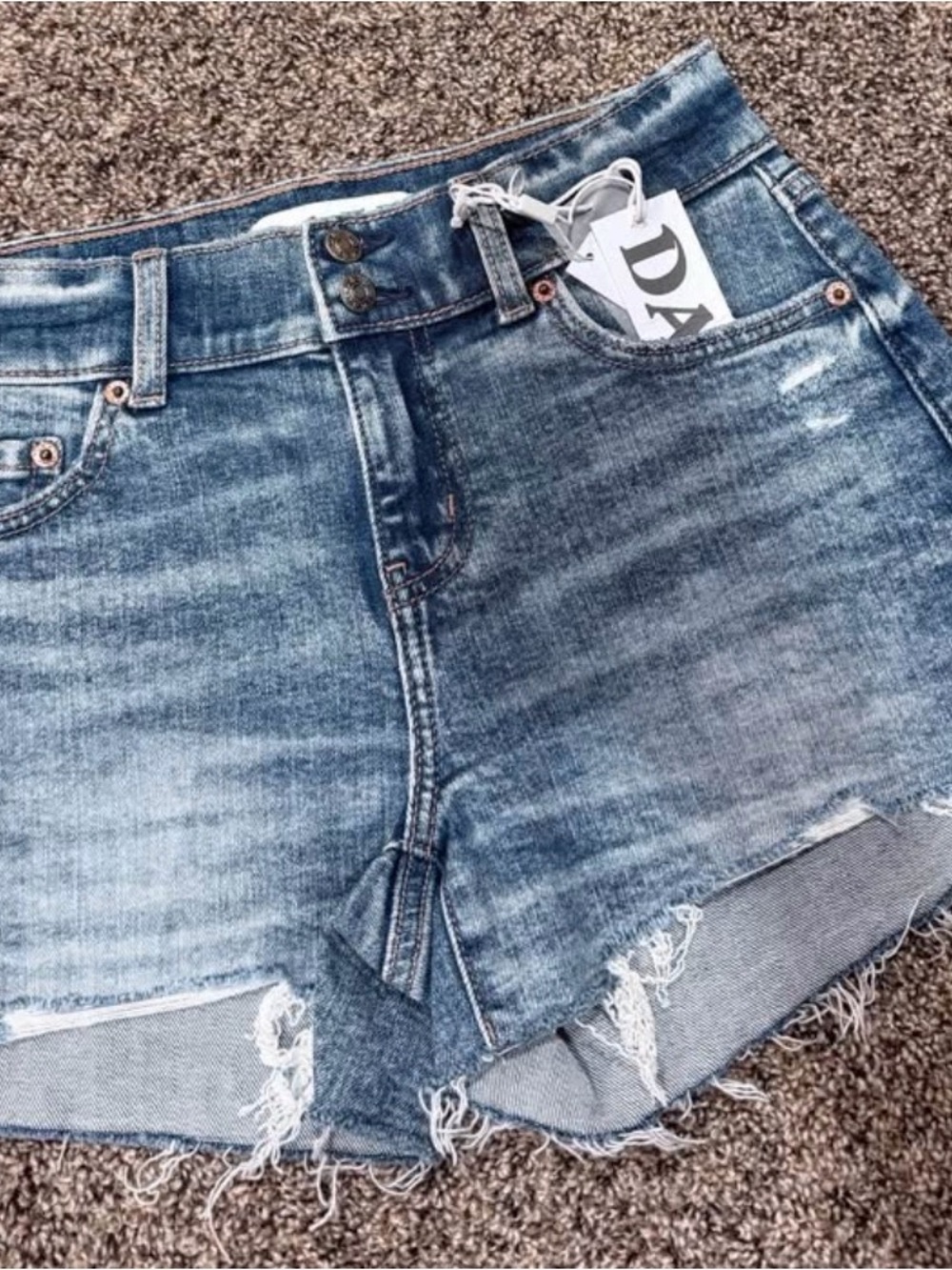 Daze Just Right High-Rise Distressed Denim Women Shorts - Blue